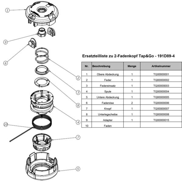 Makita 191D89-4 2-Fadenkopf Tap&Go