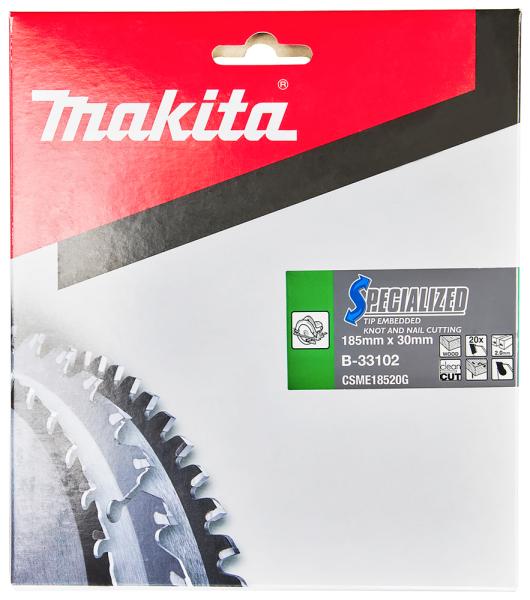 Makita B-33102 SPECIALIZED Sägeblatt 185x30x20Z für Holzschnitte