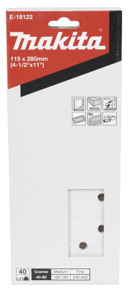 Schleifpapier P40 115x280mm gelocht