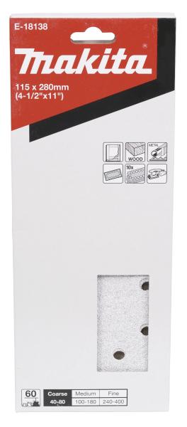 Schleifpapier P60 115x280mm gelocht