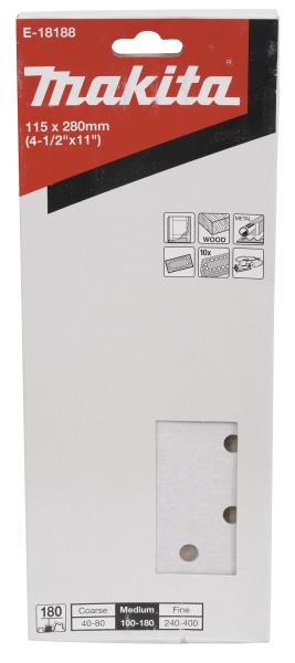 Schleifpapier P180 115x280mm gelocht